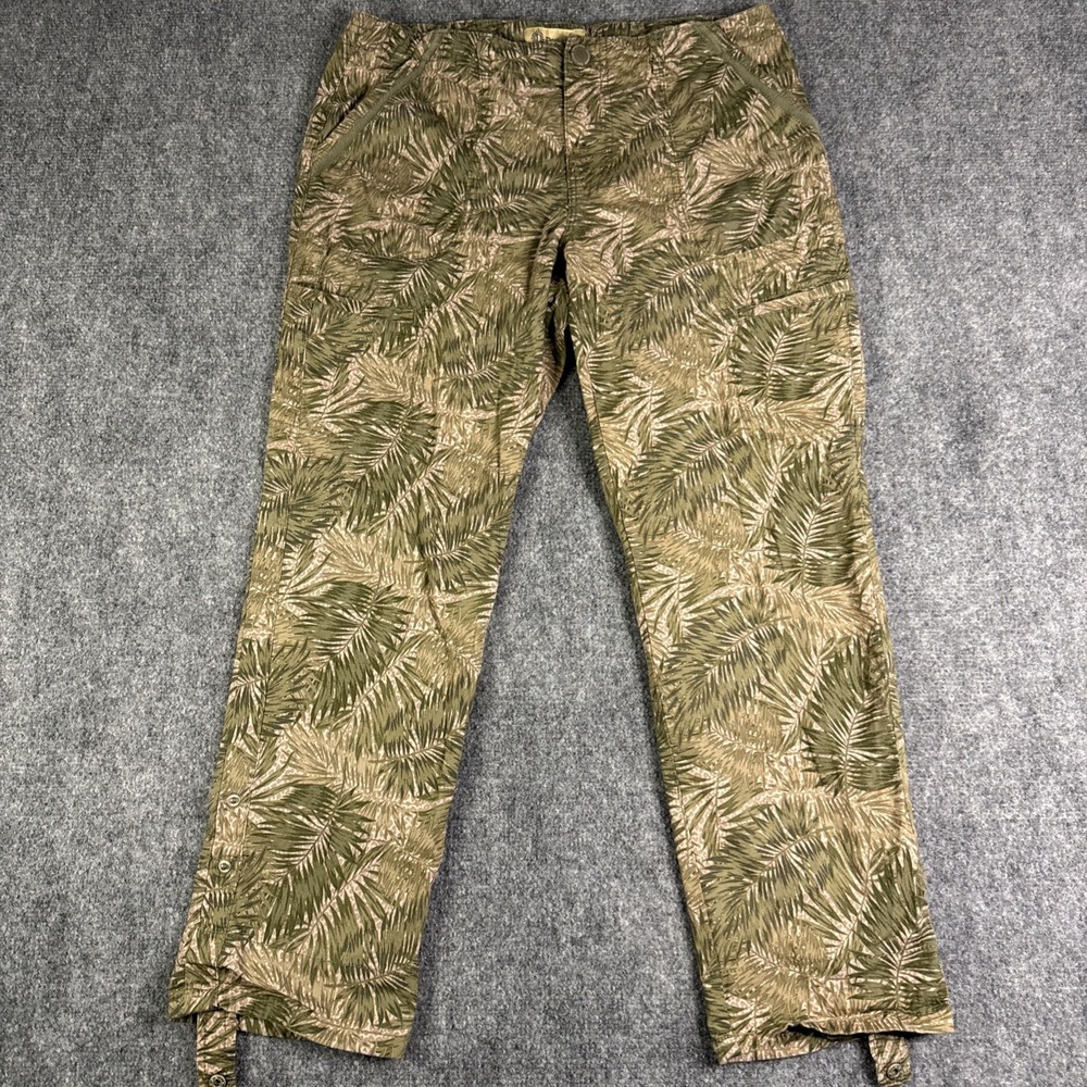 Democracy Flexellent Women's Palm Leaf Camo Roll Tab Cargo Pants Size 10
